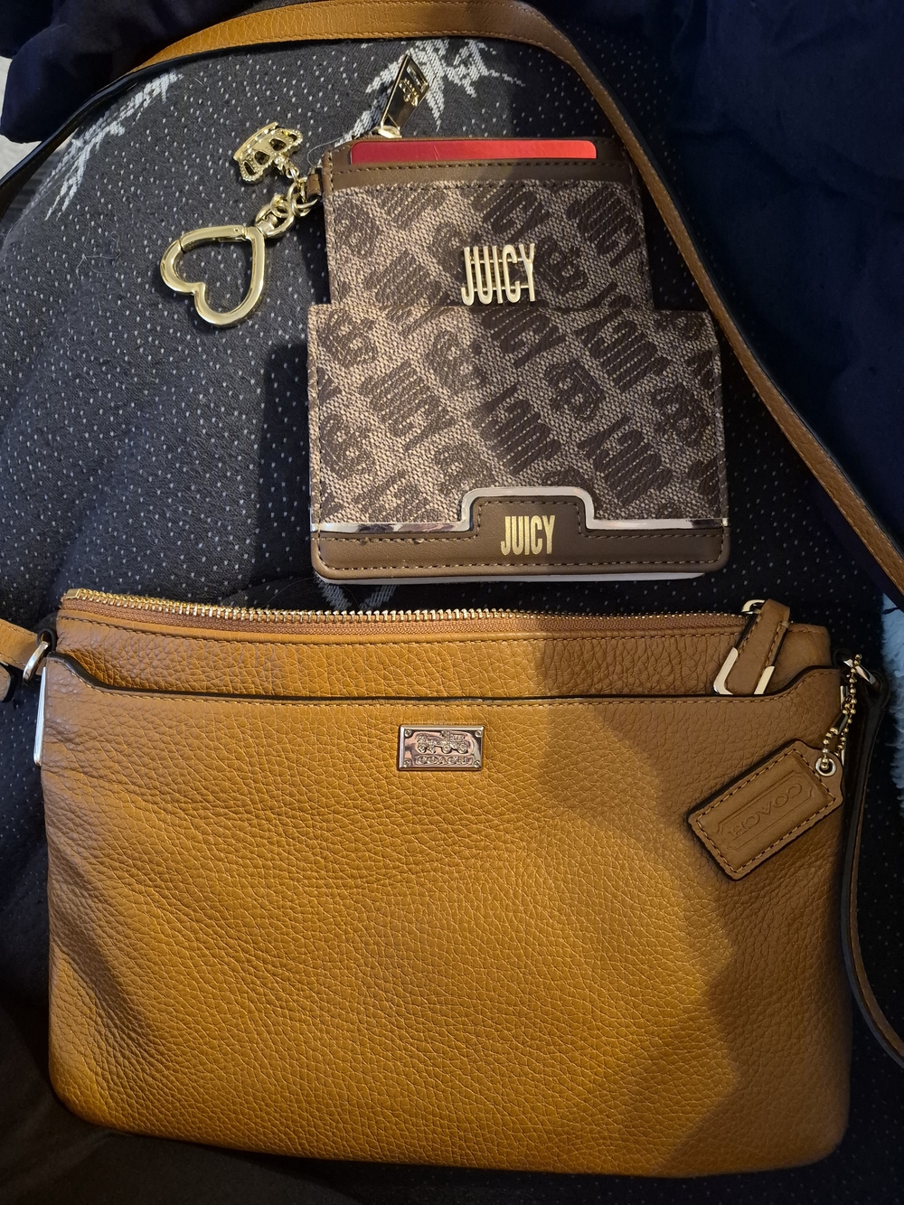 Coach Madison Leather East/West Swingpack + Juicy Couture Wallet +Card Holder